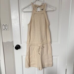 Cream Knit Halter Romper - Kids Bottoms